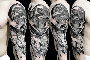 Arkham Batman on a sleeve tattoo idea