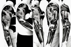 modern batman sleeve bruce Wayne tattoo idea