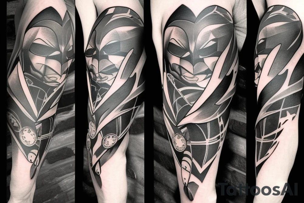 modern batman sleeve tattoo idea