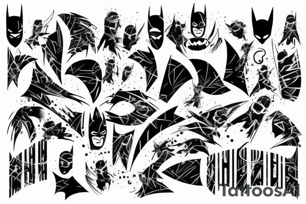 modern batman sleeve tattoo idea