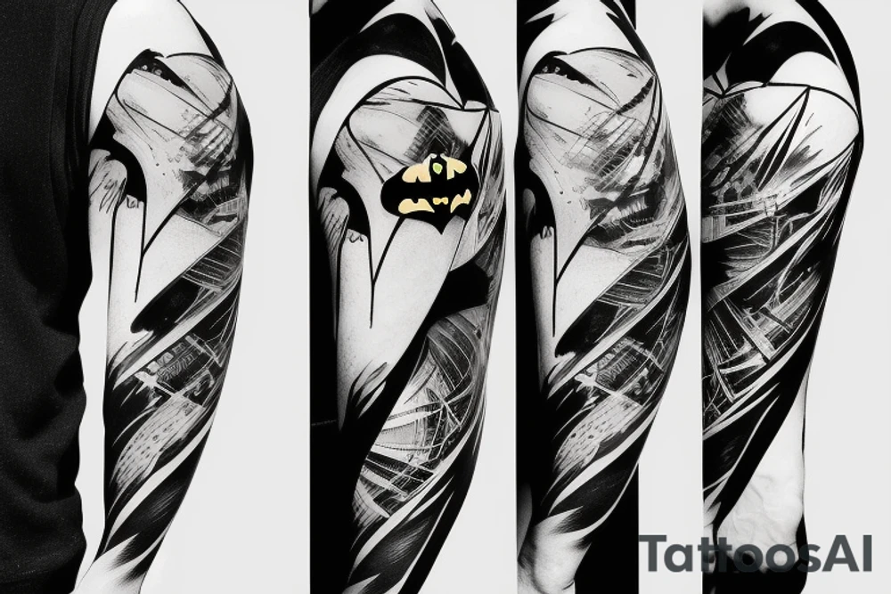 batman sleeve Gotham background tattoo idea