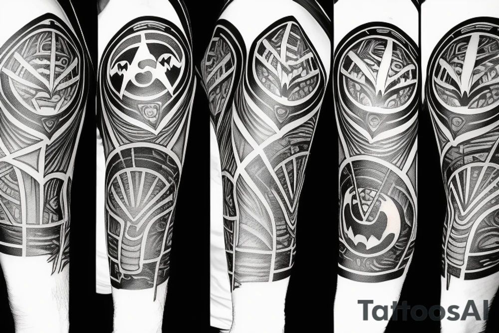 masonic sleeve mixed with batman tattoo idea