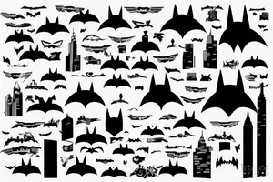batman looking over a city sleeve tattoo idea