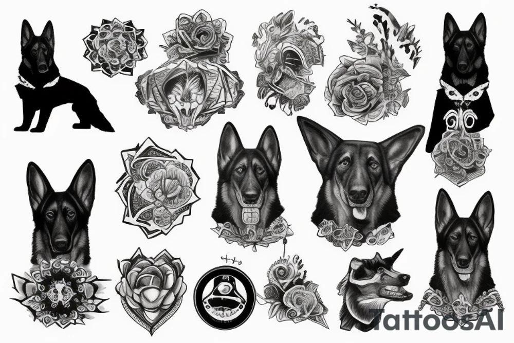 German shepherd sleeve tattoo idea