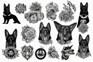 German shepherd sleeve tattoo idea