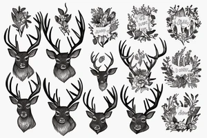 deer with flowers antlers tattoo idea