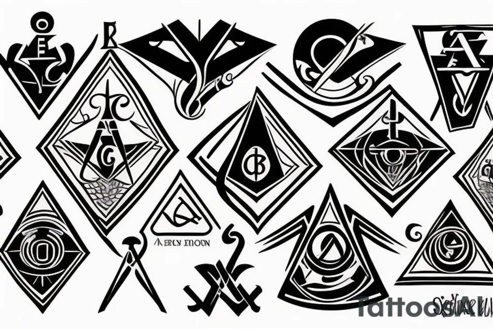 Greek gods, masonic symbols tattoo idea