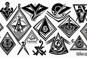 Greek gods, masonic symbols tattoo idea