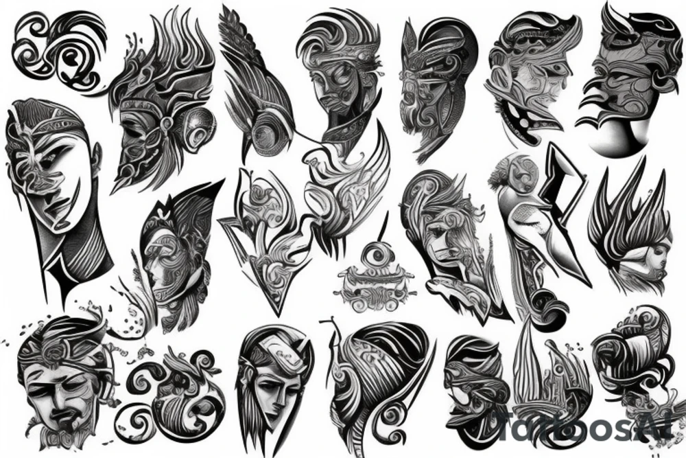 Greek gods sleeve tattoo idea