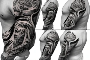 Poseidon god of the seas sleeve tattoo idea