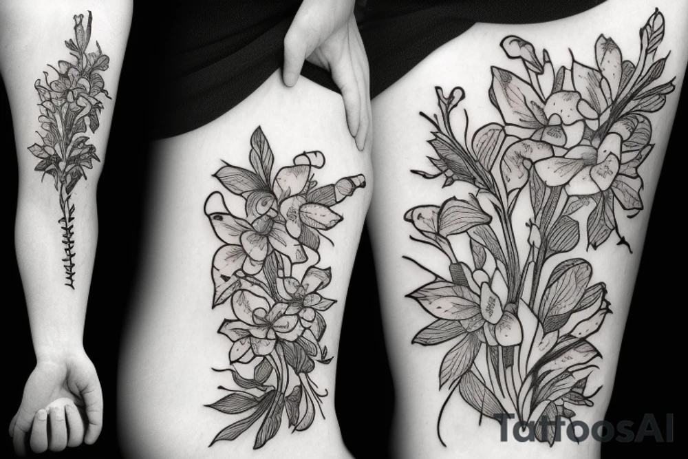 blossom of a larkspur tattoo idea