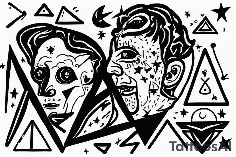 Astronaut with his soul separated from his body inside a triangle tattoo idea Astronaut with his soul separated from his body inside a triangle tattoo idea