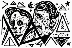 Astronaut with his soul separated from his body inside a triangle tattoo idea