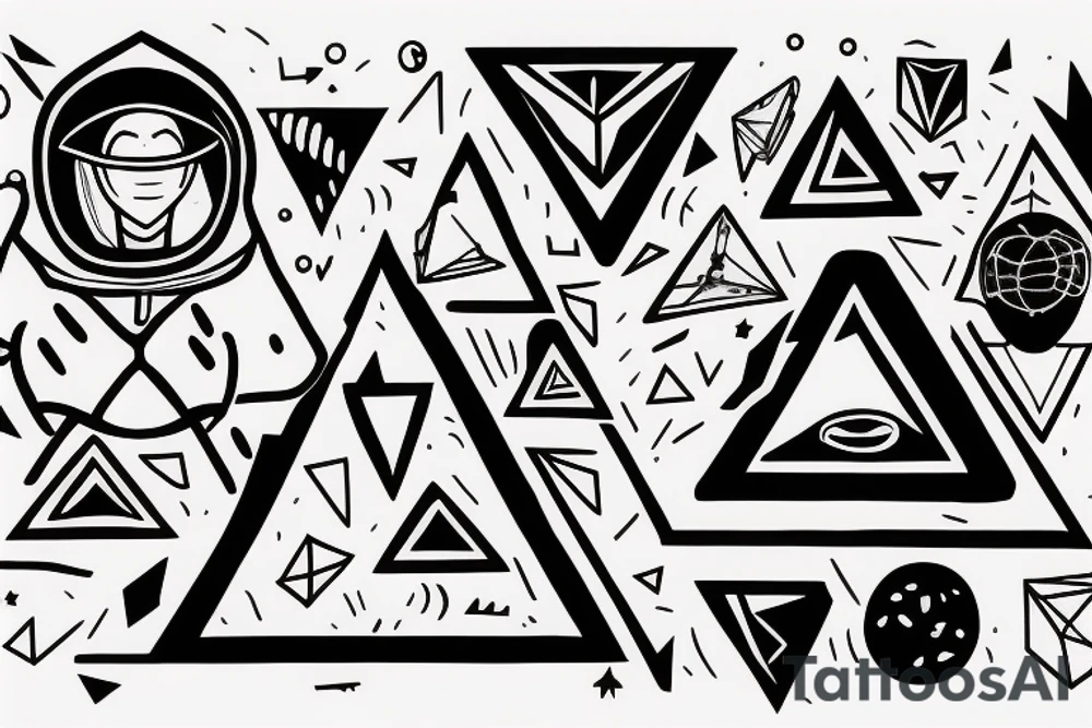 Astronaut with his soul separated from his body inside a triangle tattoo idea