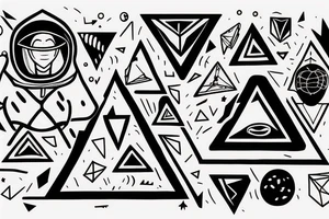 Astronaut with his soul separated from his body inside a triangle tattoo idea