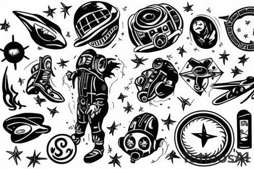 Astronaut with his soul separated from his body tattoo idea Astronaut with his soul separated from his body tattoo idea