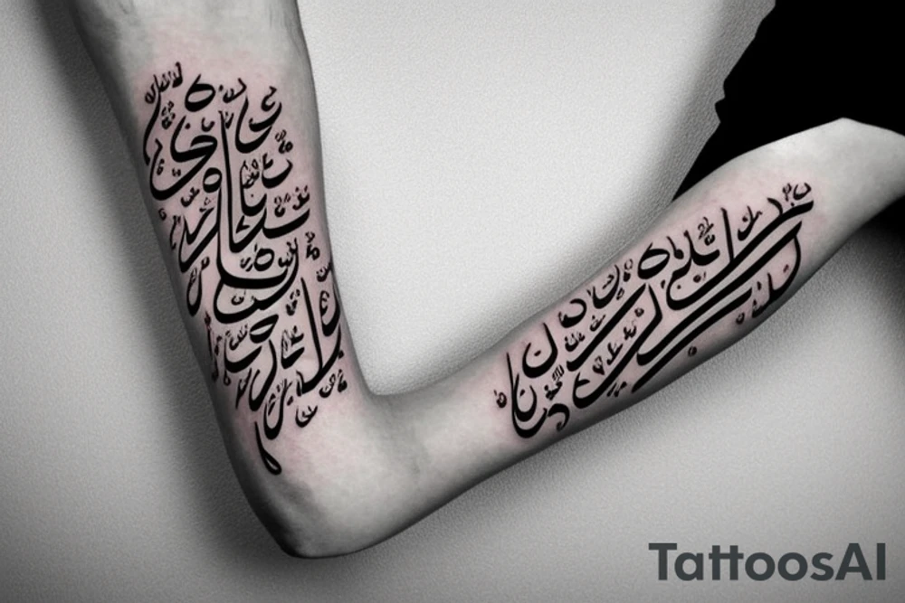 left arm sleeve imam ali quote calligraphy tattoo idea
