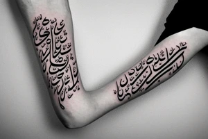 left arm sleeve imam ali quote calligraphy tattoo idea
