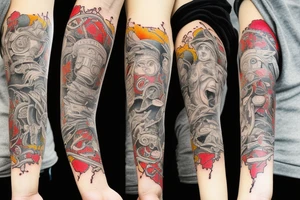 left arm sleeve montreal + kuwait tattoo idea