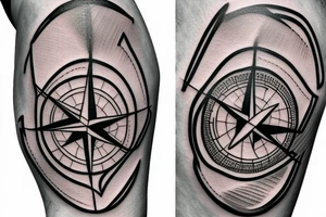 compass with sportsbike tattoo idea