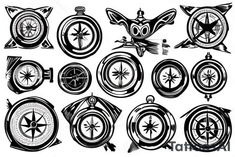 small compass with sportsbike tattoo idea