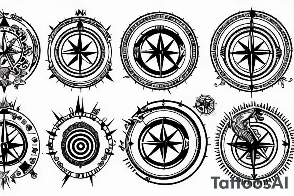 small compass with sportsbike tattoo idea