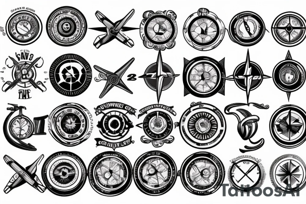 small compass with sports bike tattoo idea