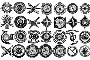small compass with sports bike tattoo idea