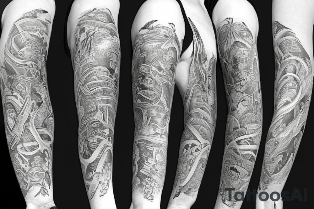 left arm sleeve canada east to west tattoo idea
