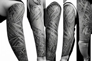 left arm sleeve montreal city tattoo idea