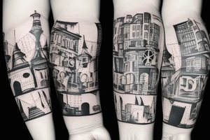 left arm sleeve montreal city tattoo idea