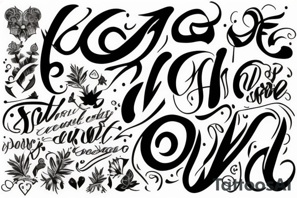 sleeve calligraphy tattoo idea