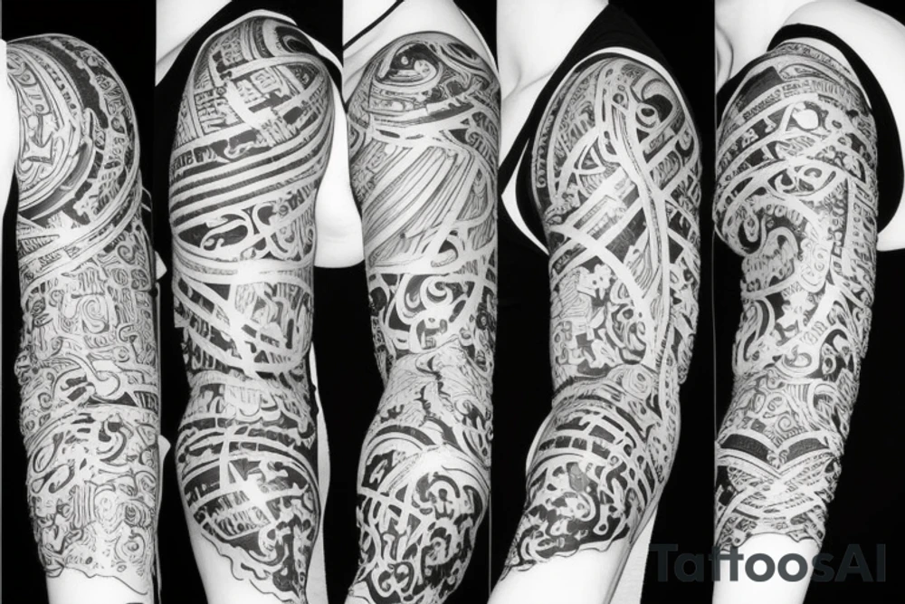 sleeve calligraphy tattoo idea