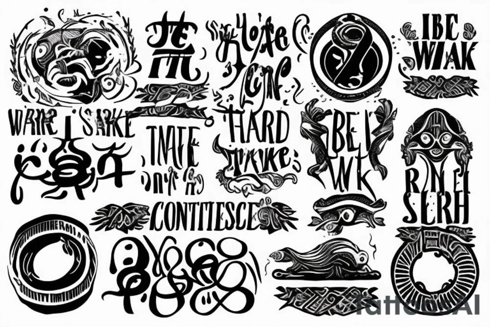 The sentence. To be successful hard work, time, patience, self control and detication is required. In an ancient language. tattoo idea