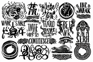 The sentence. To be successful hard work, time, patience, self control and detication is required. In an ancient language. tattoo idea