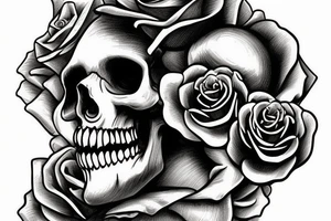 Traditional skull with top hat a rose and pocket watch tattoo idea