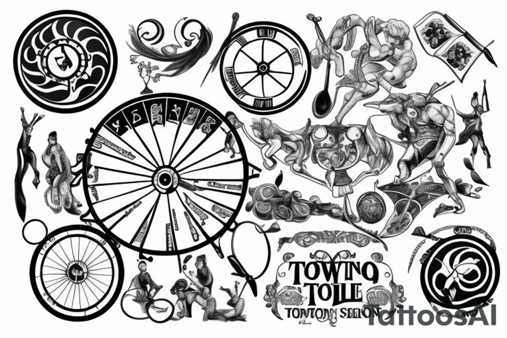 Wheel of time with tennis tattoo idea