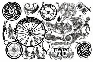 Wheel of time with tennis tattoo idea