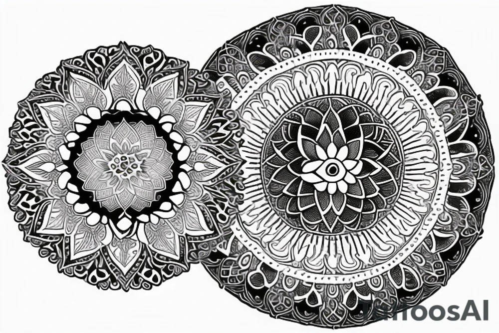 Humsa Om lotus mandala sun moon tattoo idea