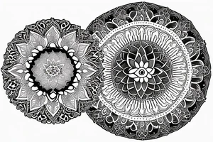 Humsa Om lotus mandala sun moon tattoo idea