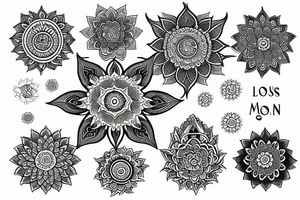 Humsa Om lotus mandala sun moon tattoo idea