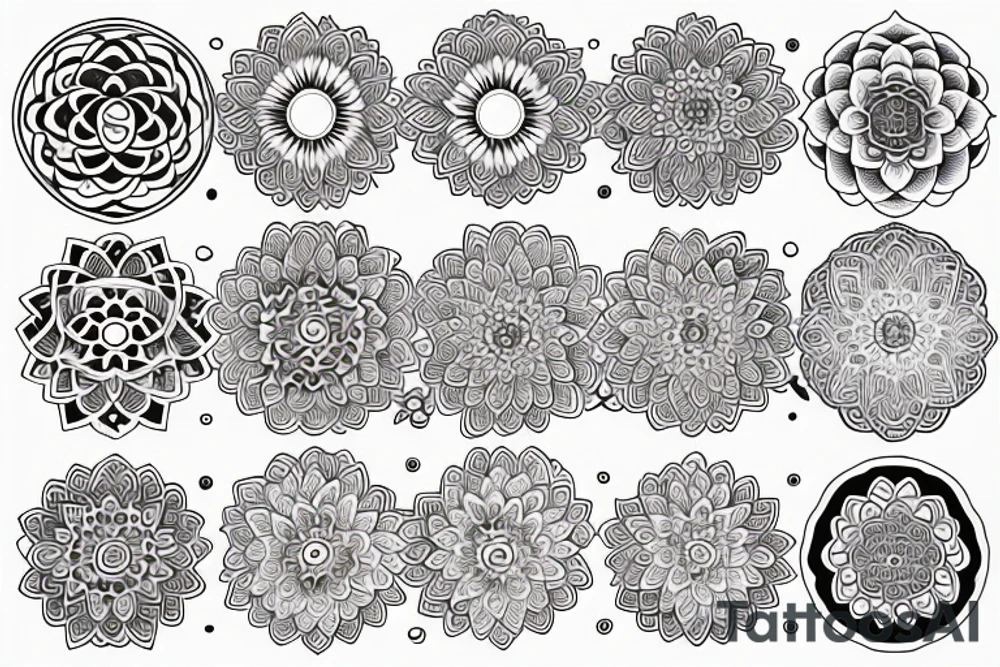 Humsa Om lotus mandala sun moon tattoo idea