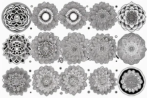 Humsa Om lotus mandala sun moon tattoo idea