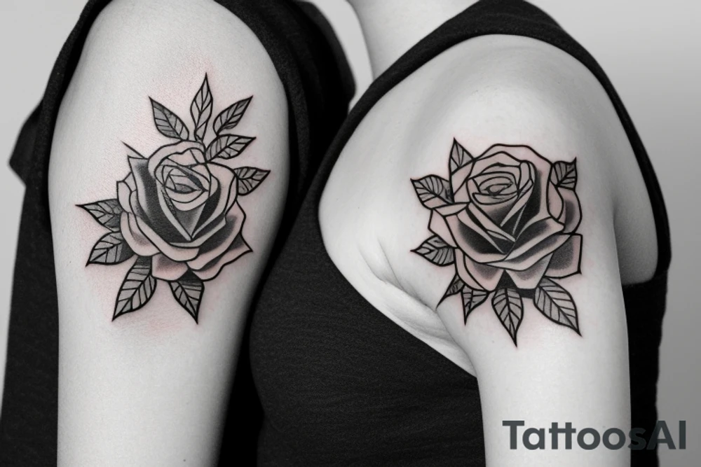 Two roses going in different directions following the shape of the chest tattoo idea