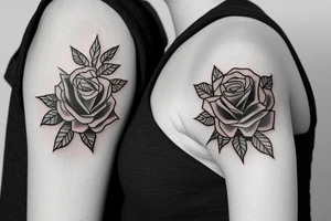 Two roses going in different directions following the shape of the chest tattoo idea