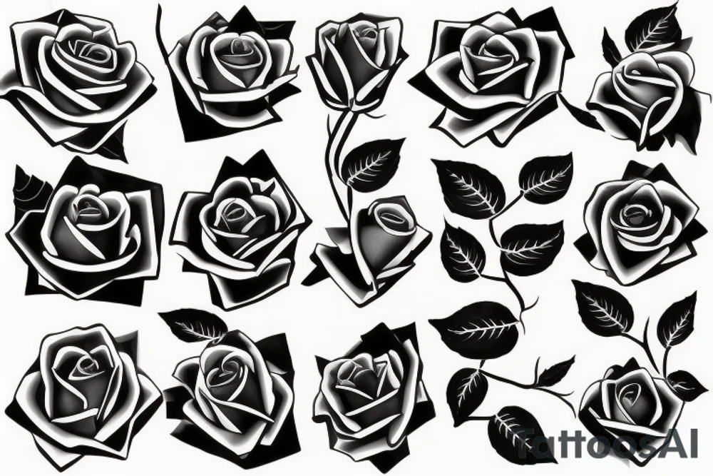 Two rose branches going in different directions following the shape of the chest tattoo idea