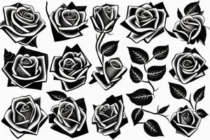 Two rose branches going in different directions following the shape of the chest tattoo idea