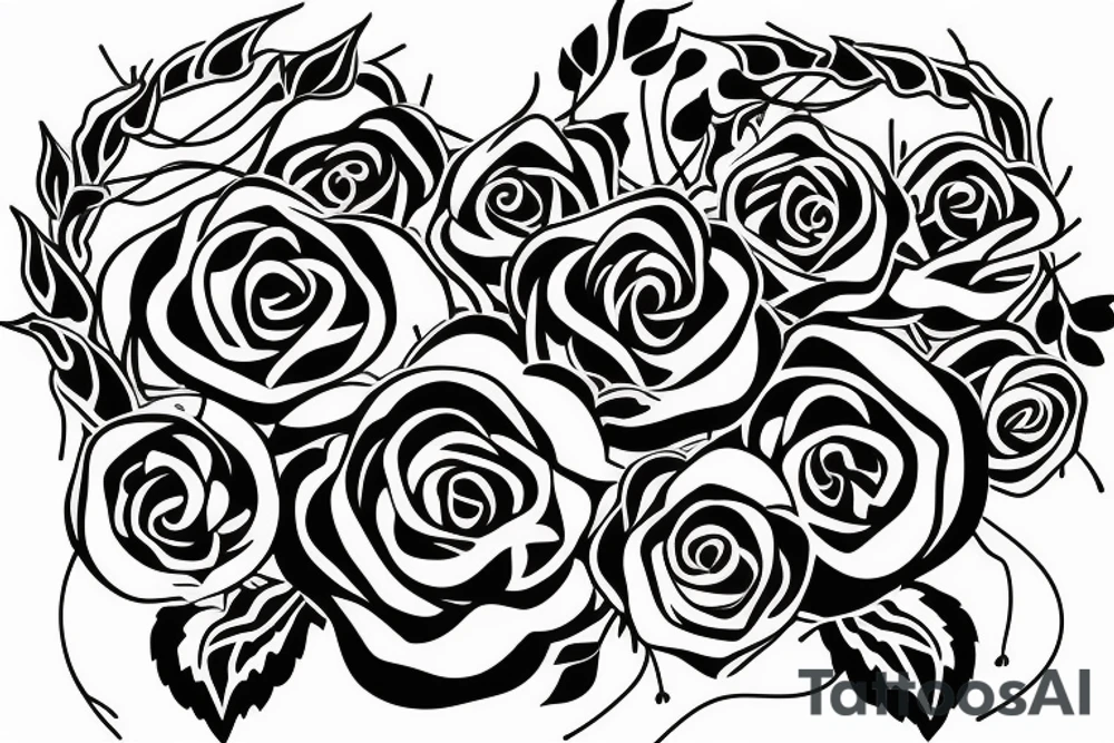 Two single rose branches with stems starting the the centre of the chest going in different directions following the shape of the chest tattoo idea