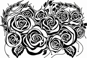 Two single rose branches with stems starting the the centre of the chest going in different directions following the shape of the chest tattoo idea