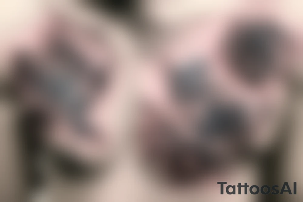 Two single rose branches with stems starting the the centre of the chest going in different directions following the shape of the chest tattoo idea